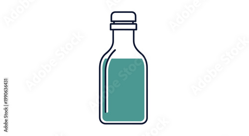 A simple illustration of a glass bottle containing teal liquid