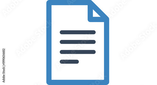 Stylized document icon with blue border and dark text lines
