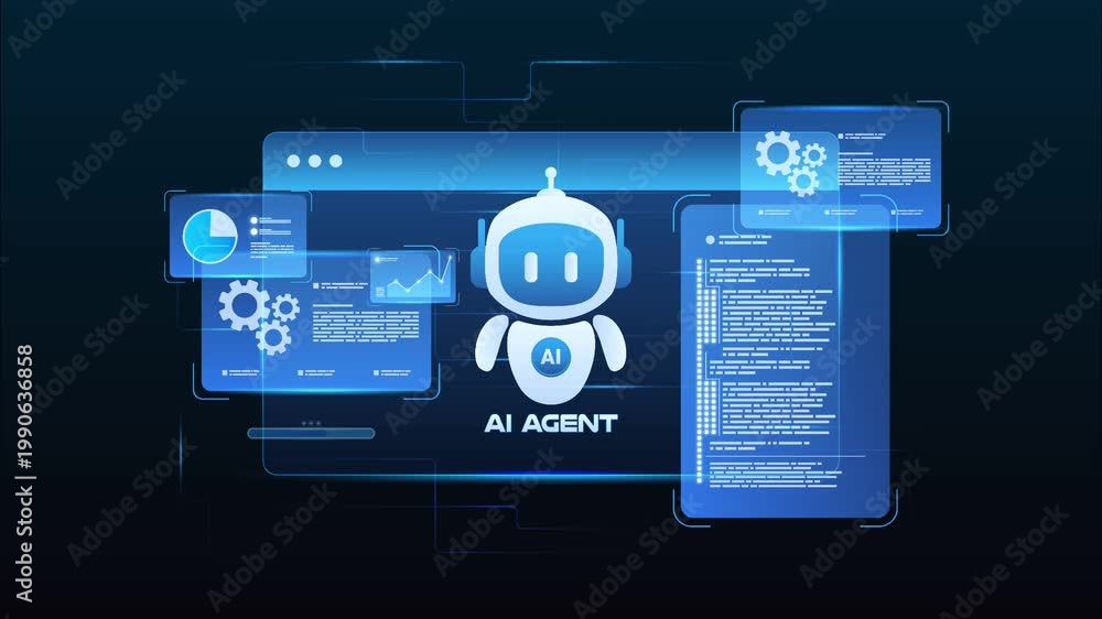 Futuristic AI workflow automation dashboard with ai agent assistant ...