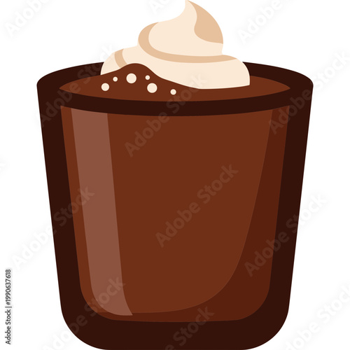 A cup of hot chocolate with whipped cream on top is served.