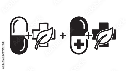 Combination of Natural and Medical Health Symbols