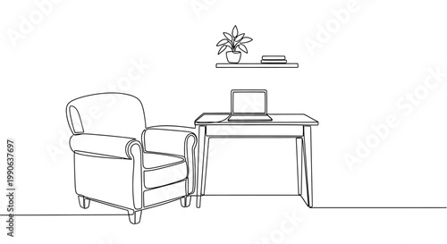 Furniture includes a chair and desk.