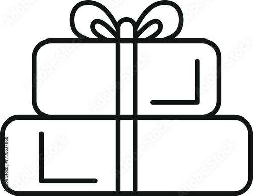 Two stacked gift boxes wrapped with a ribbon and bow representing celebration