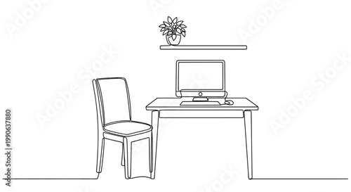 Office Chair and Computer Desk Setup.