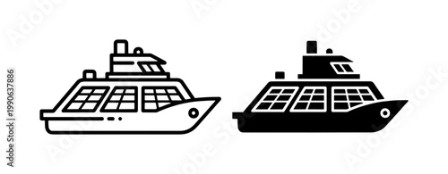 Konstfotografi Modern Cruise Ship Icons, Passenger Ferry Vector Graphics, Nautical Transportati