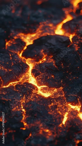 Molten lava flow