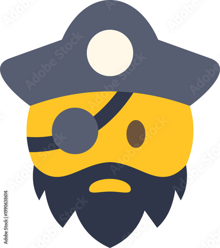 Pirate emoji head icon with beard, eyepatch, and tricorn hat