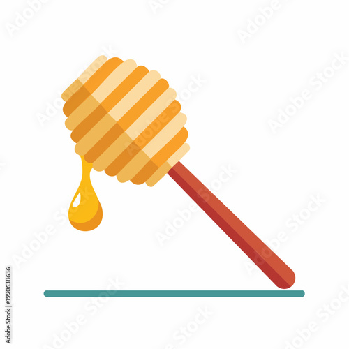 Honey dipper with dripping honey droplet illustration