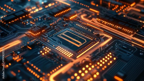 Close-up of a Microprocessor on a Circuit Board