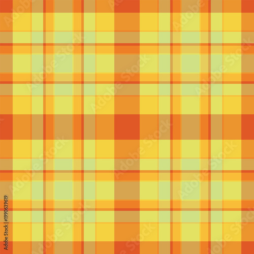 Woven check vector fabric, nobility seamless plaid background. Arabic texture pattern textile tartan in yellow and orange colors.