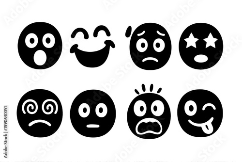 Cartoon Reaction Icons. Cartoon Reaction Doodles. Filled icon set of Cartoon Reaction Doodles: shocked