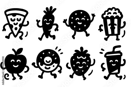 Food Party Icons. Food Party Doodles. Filled icon set of Food Party Doodles: doodle pizza groove, doodle