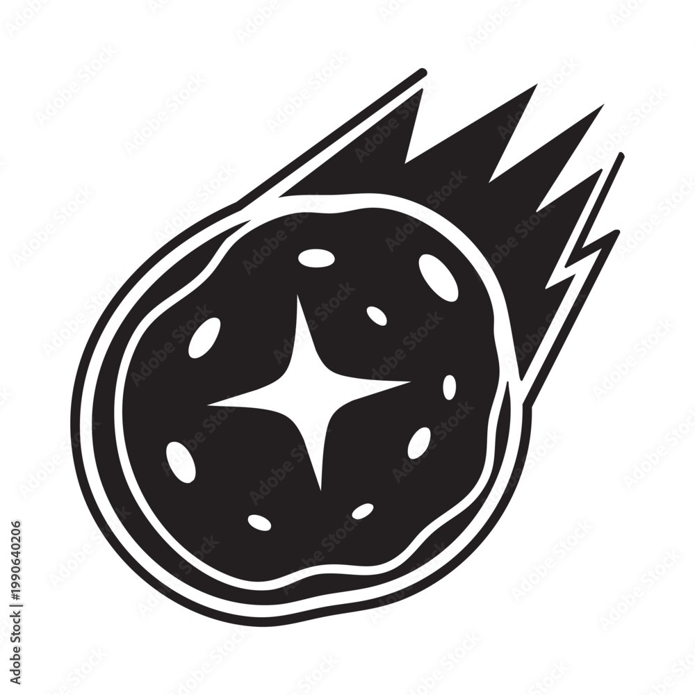 Obraz premium Simple Black and White Meteor Drawing
