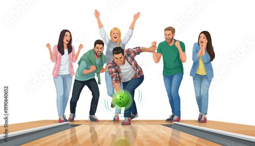 A group of friends enjoying a fun night of bowling together