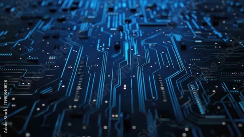 Close-up of circuit board with blue LEDs