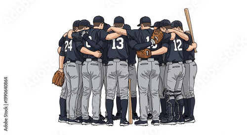 A group of baseball players standing together in a huddle