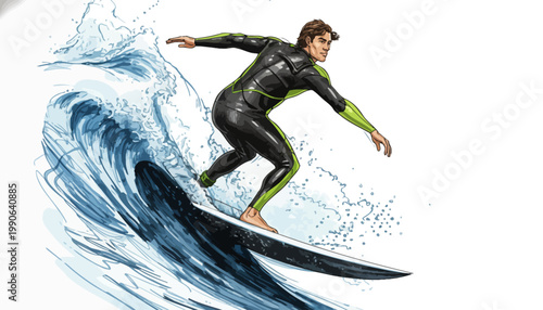A man in a wetsuit surfing on a wave with skill and precision