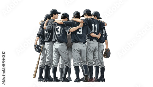 A group of baseball players standing together in a huddle