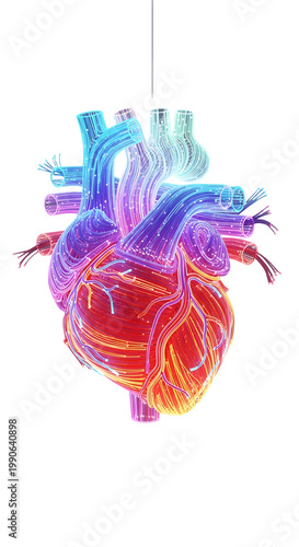 Glowing Digital Heart Anatomy Representation
