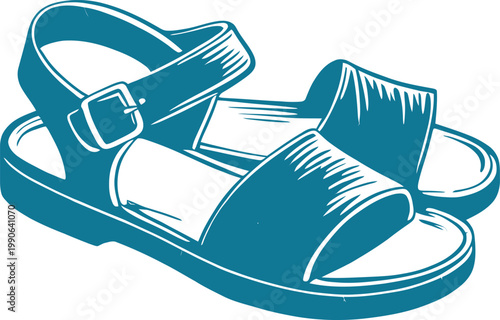 Blue strappy sandals with buckle detail footwear summer