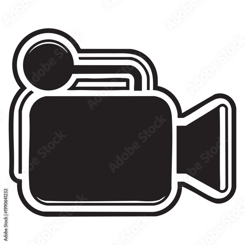 Black and White Video Camera Icon