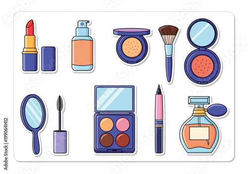 Colorful makeup and beauty products.