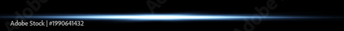Cinematic blue anamorphic lens flare with horizontal light streak on black background
