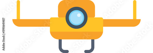 Yellow drone flying, capturing footage with its integrated camera