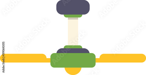 Ceiling fan creating airflow for cooling a room, with green and yellow elements