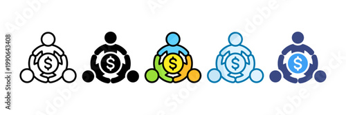 Mutual Fund Icon Set Multiple Style Collection