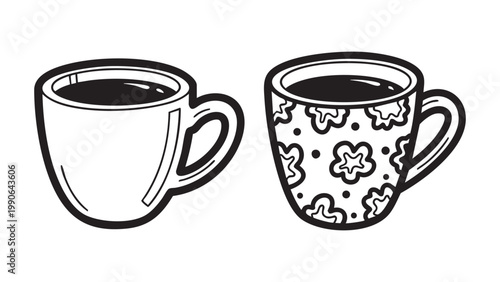Two Coffee Mugs Side by Side Still Life