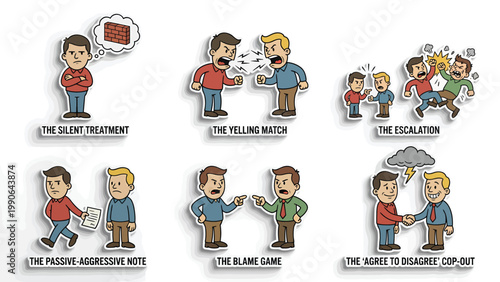 Six Common Conflict Resolution Styles & Communication Problems Illustrated
