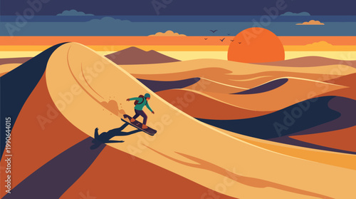 Person riding bike down sand dune.