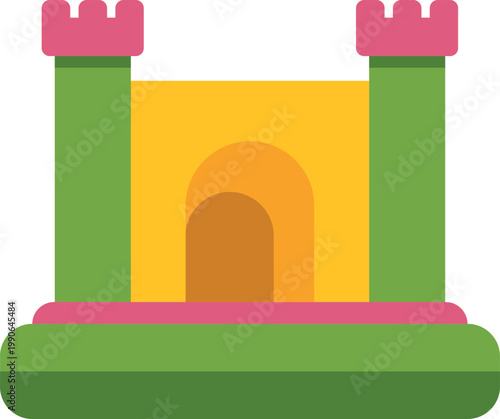 Colorful inflatable bouncy castle icon representing childhood entertainment and celebration