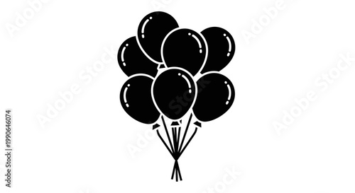 A bunch of black balloons bound together, perfect for any celebration or festive occasion. This image evokes feelings of joy and anticipation
