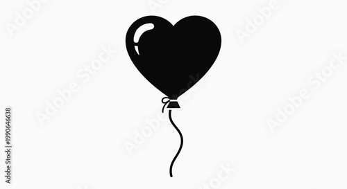 A heart-shaped balloon silhouette, perfect for expressing love and affection