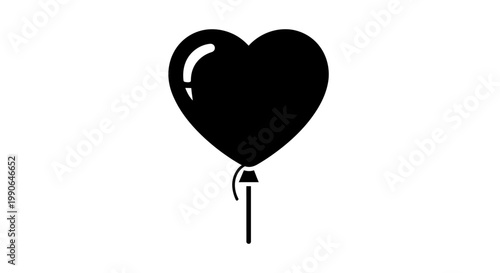 A sleek and modern heart-shaped balloon silhouette, representing love and joy