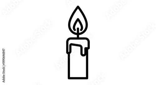 A minimalist line drawing of a lit candle, representing light and celebration
