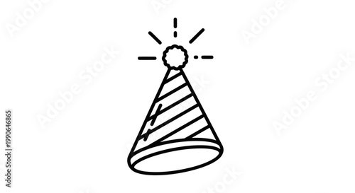 A simple line art illustration of a party hat, perfect for various celebratory occasions
