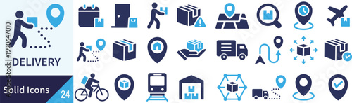 ベクターのデリバリーに関するシルエットアイコンセット
