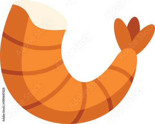 Grilled jumbo prawn or cooked shrimp tail food vector icon