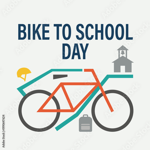 Minimalist Vector Illustration for Bike to School Day