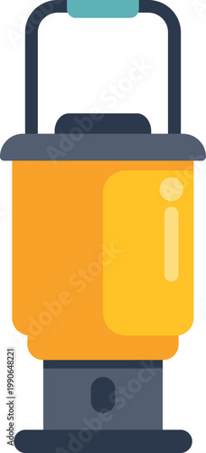 Camping lantern illuminating flat vector illustration of outdoor recreation