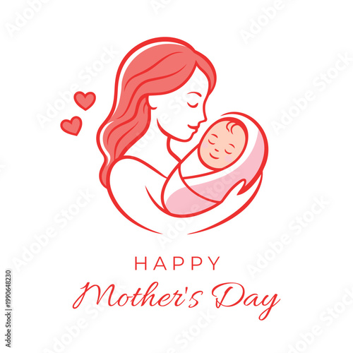 Beautiful Illustration of Mother and Newborn Baby