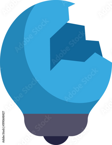 Blue broken lightbulb icon symbolizing a loss of ideas and mental fatigue
