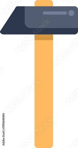 Flat design illustration of a sledgehammer with a wooden handle on white background