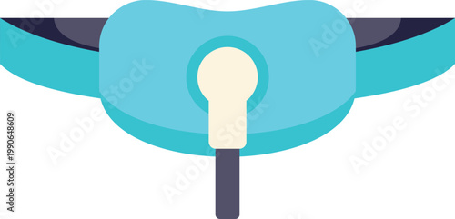 Minimal flat design illustration of a modern turquoise male chastity belt on white background