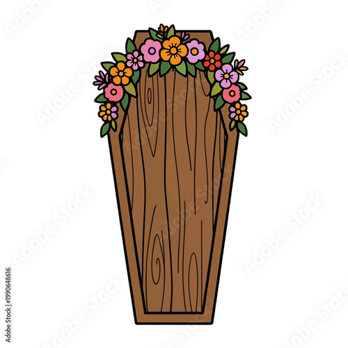 Floral Decorated Wooden Coffin Icon
