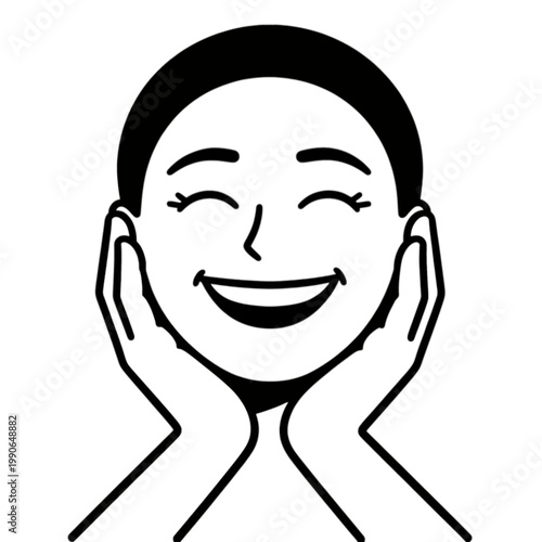 Happy Smiling Face Hands on Cheeks Icon