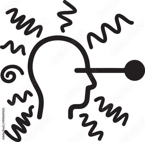 Human profile icon with scribbles representing stress and confusion.